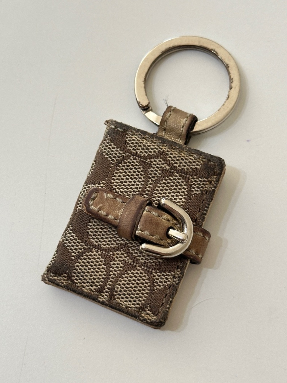 Coach Vintage Y2K Tan Brown Signature C Picture Photo Frame Keychain Bag Charm
